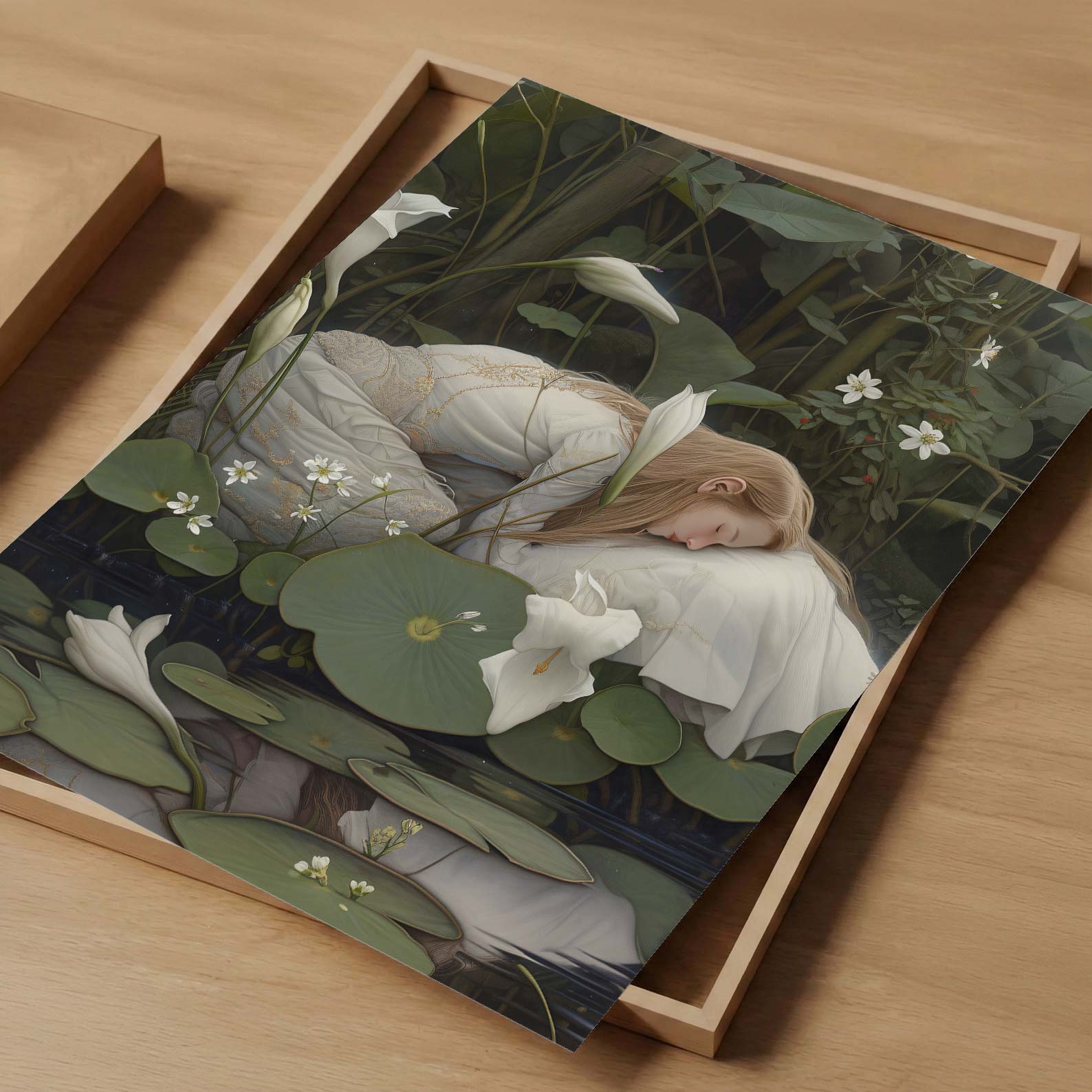 Art Print Showcase Of Dreaming Forest Nymph In Floral Bloom IV, Vertical