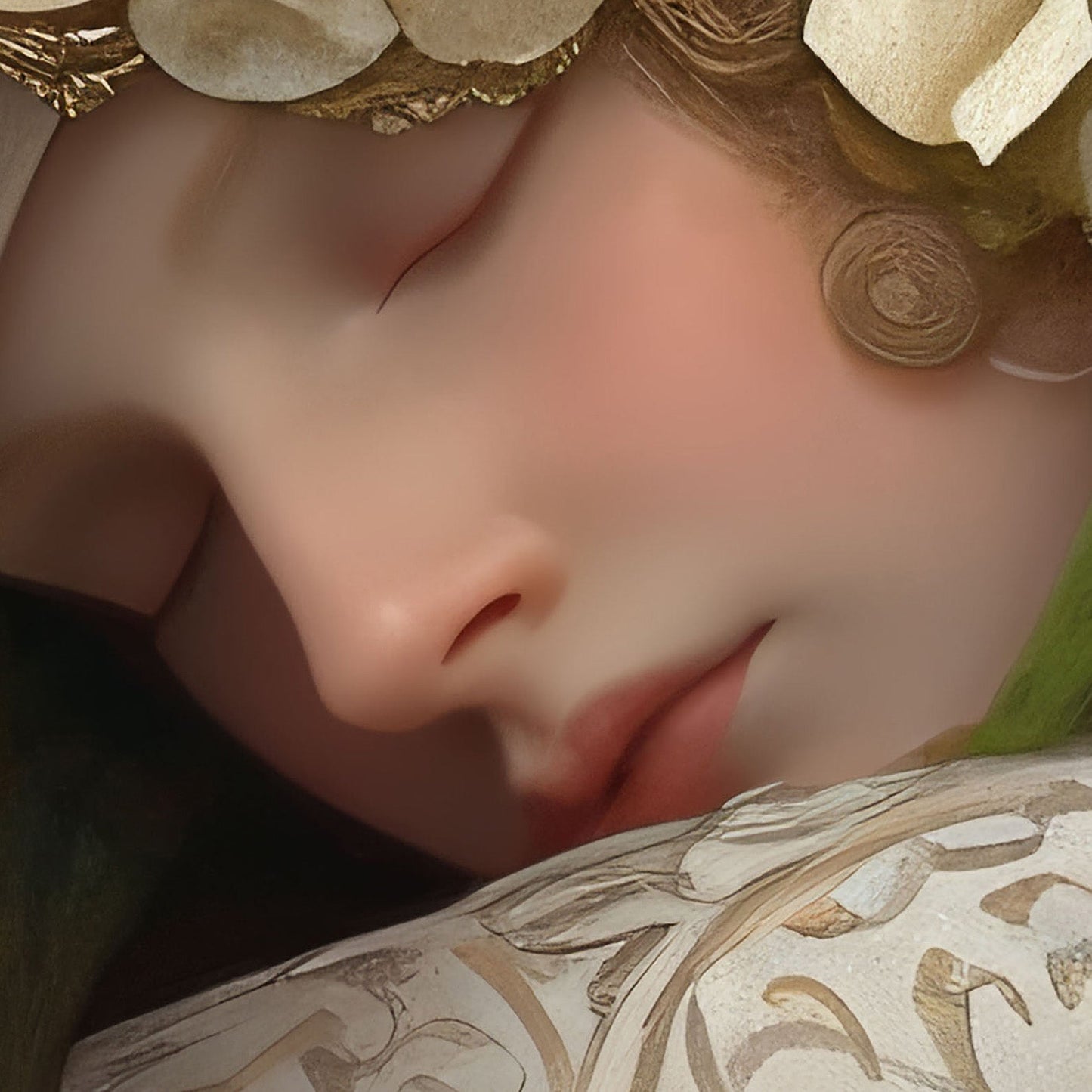 Extreme Close Up Detail Of Dreaming Forest Nymph In Floral Bloom I, Vertical