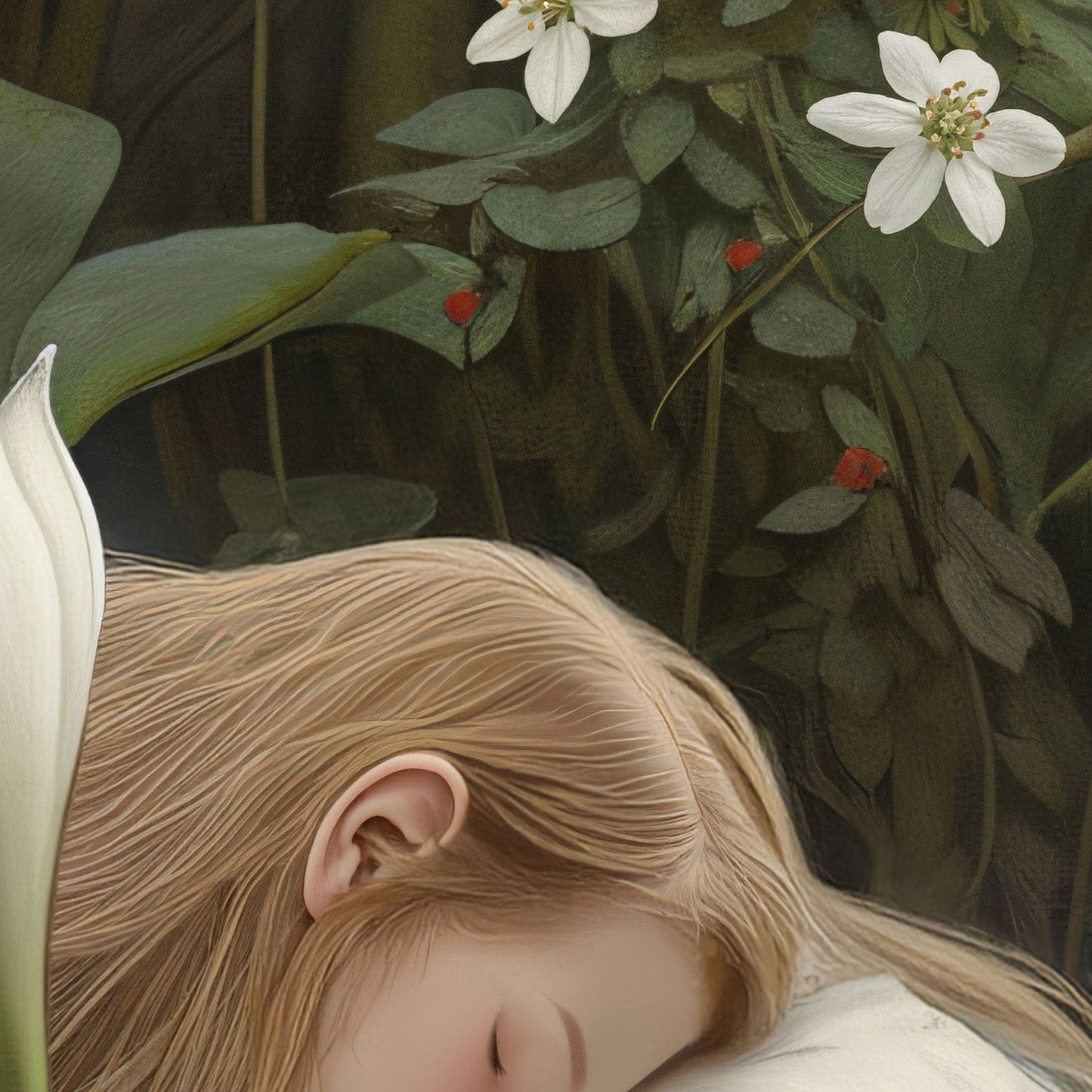 High Resolution Art Texture Of Dreaming Forest Nymph In Floral Bloom IV, Horizontal