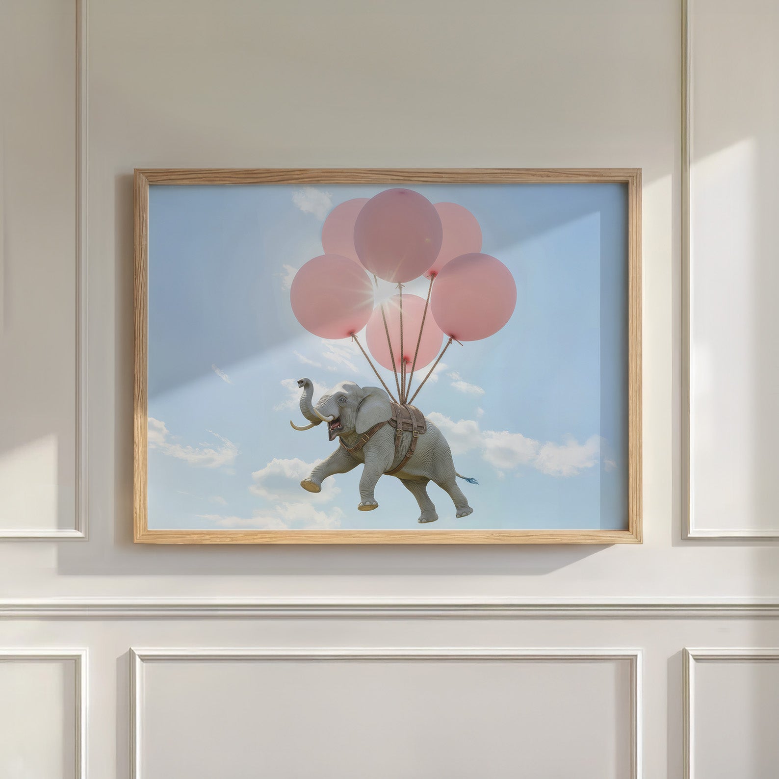 Elephant Flight, Horizontal, Wall Art