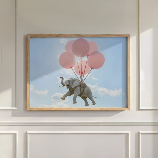 Elephant Flight, Horizontal, Wall Art