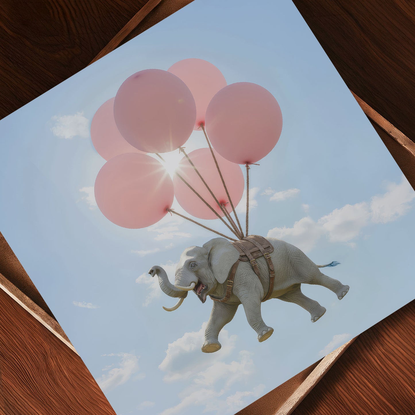 Elephant Flight, Square, Art Print