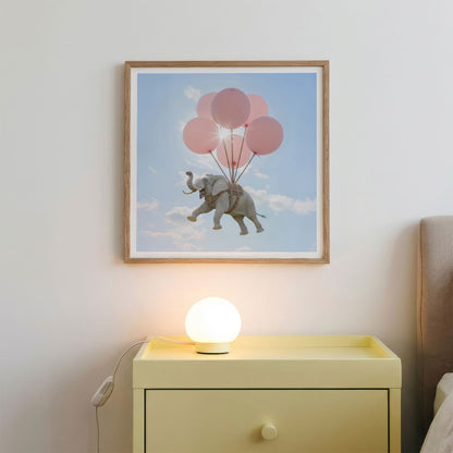 Elephant Flight, Square, Framed Art
