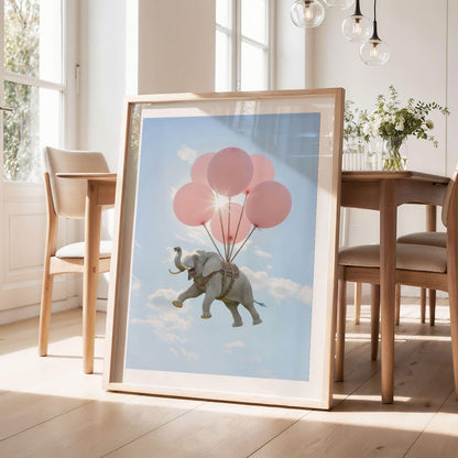 Elephant Flight, Vertical, Framed Art