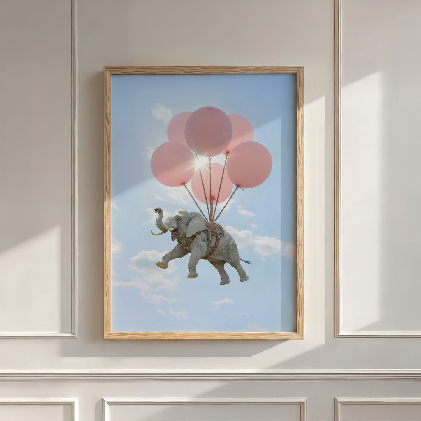 Elephant Flight, Vertical, Wall Art
