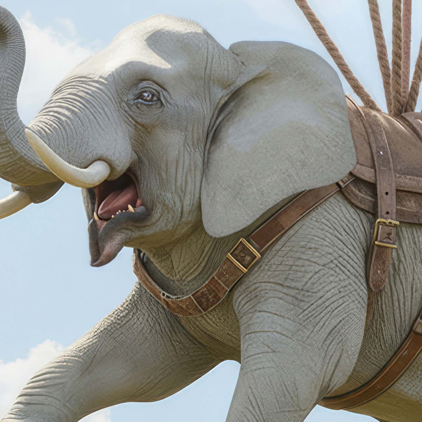 Extreme Close Up Detail Of Elephant Flight