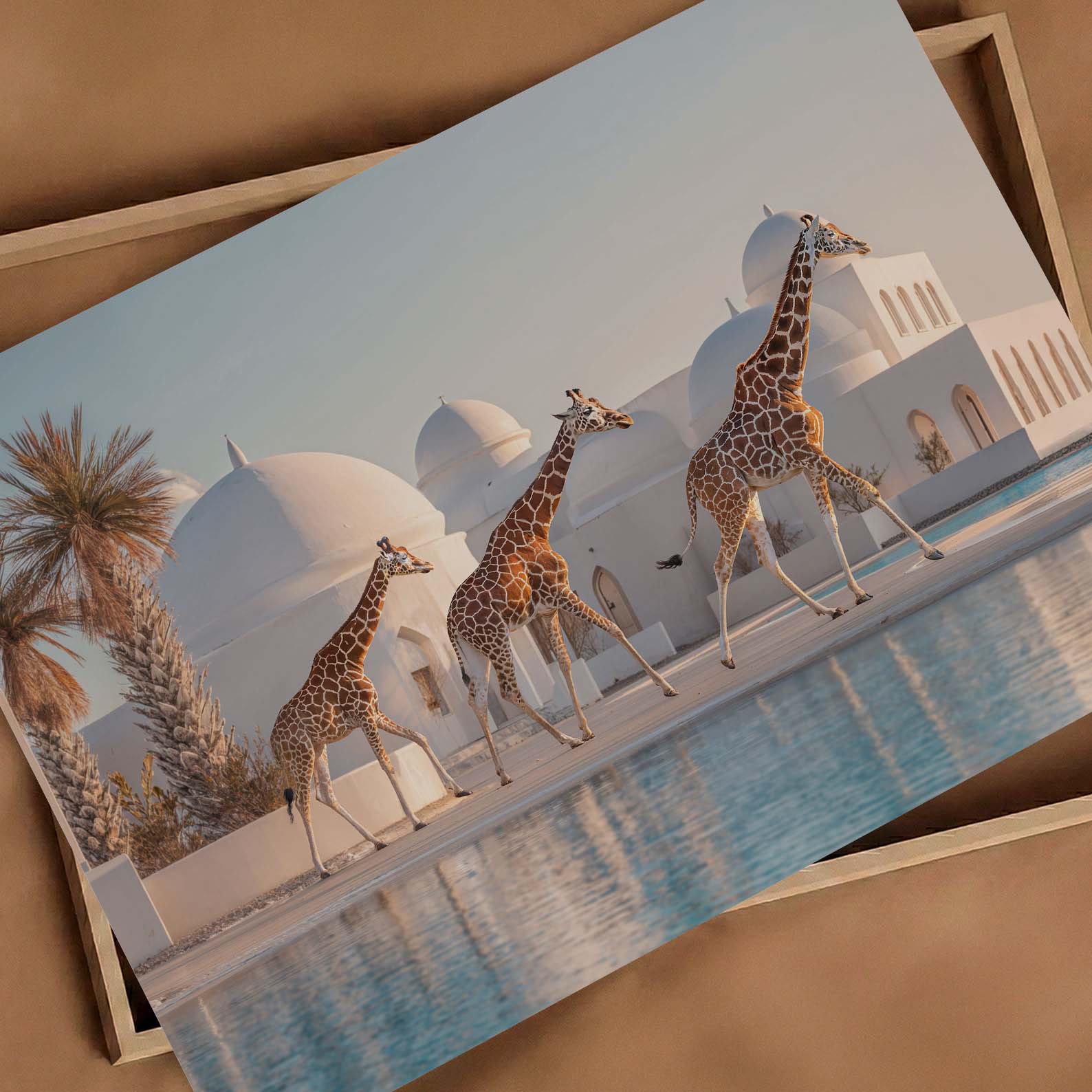 Exotic Giraffes, Horizontal, Art Print