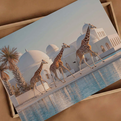 Exotic Giraffes, Horizontal, Art Print