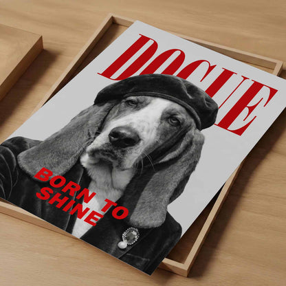 Fashion Basset Hound, Vertical, Art Print
