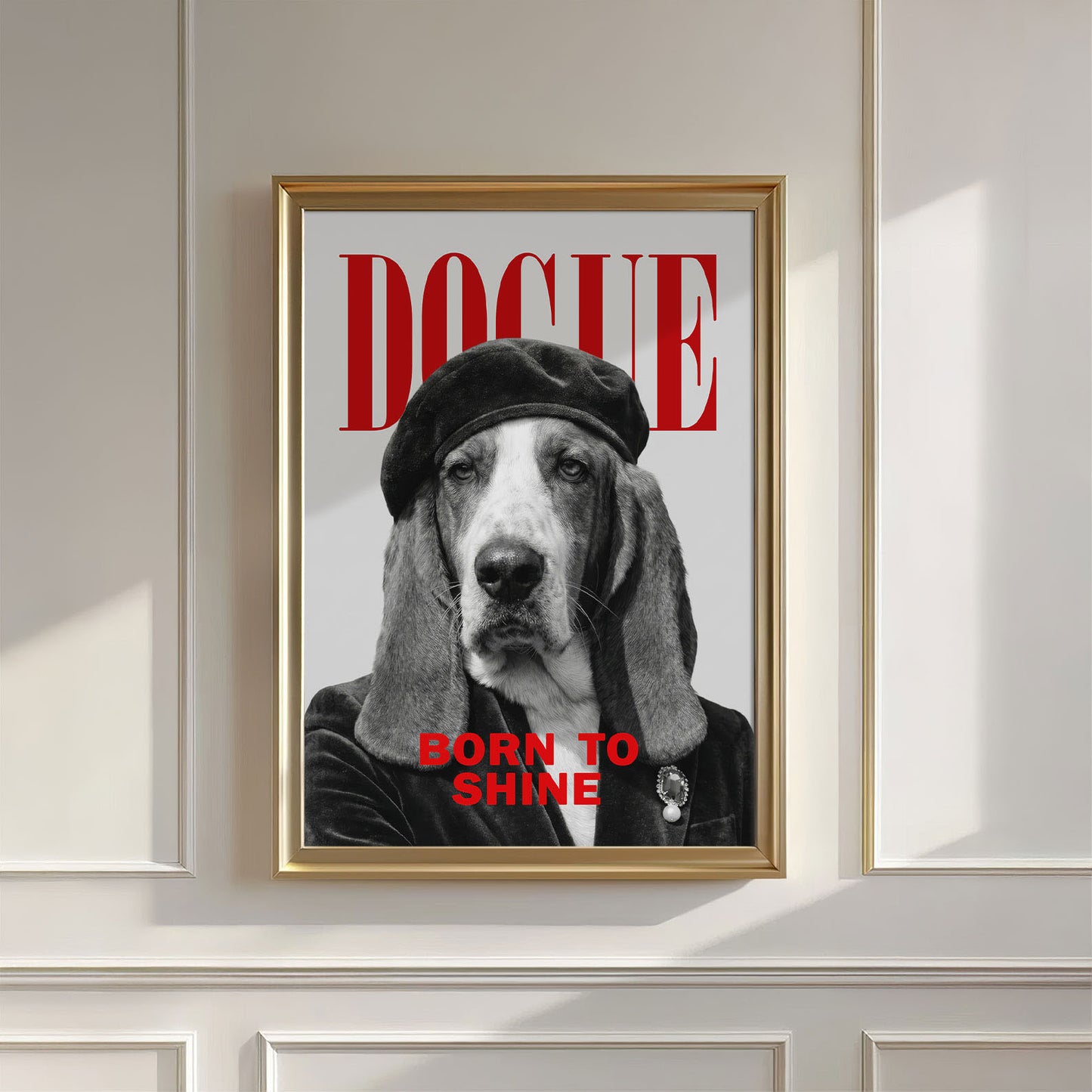 Fashion Basset Hound, Vertical, Wall Art