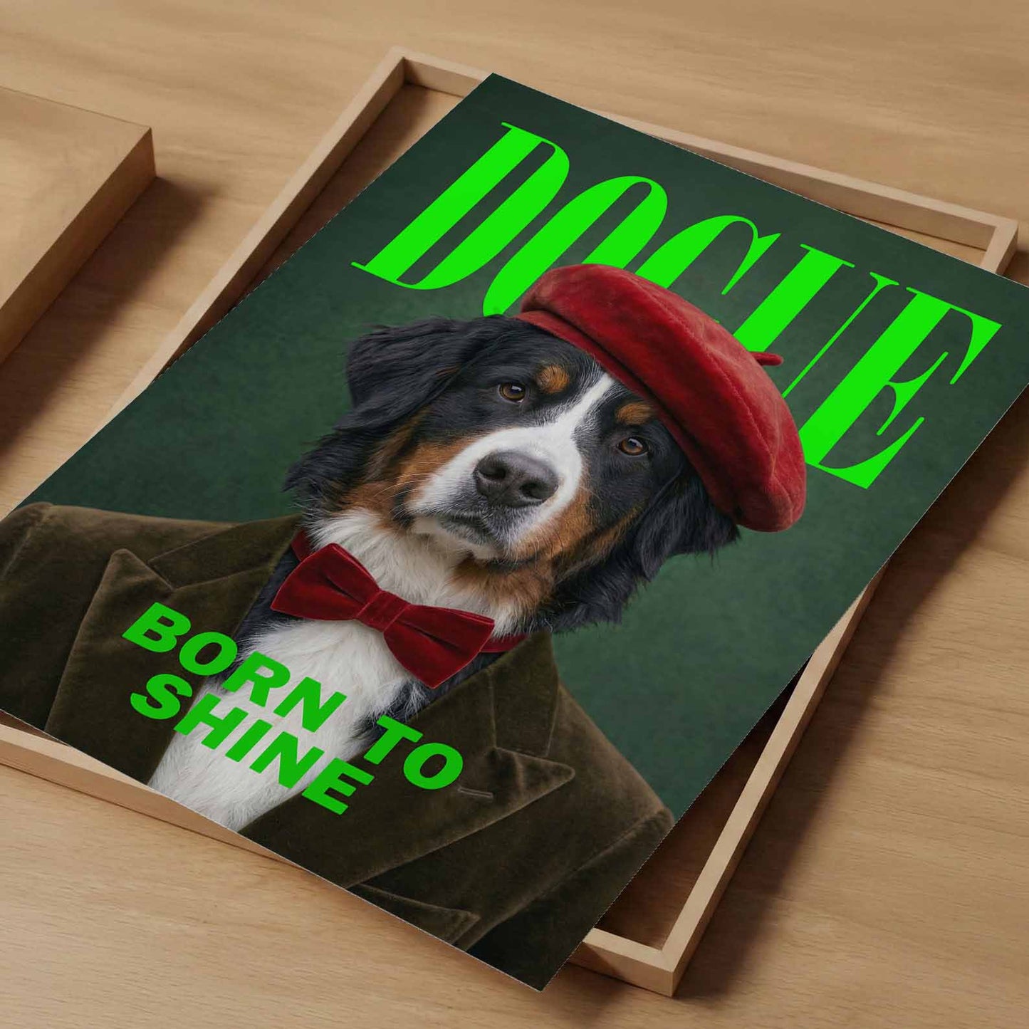 Fashion Bernese Mountain Dog, Vertical, Art Print