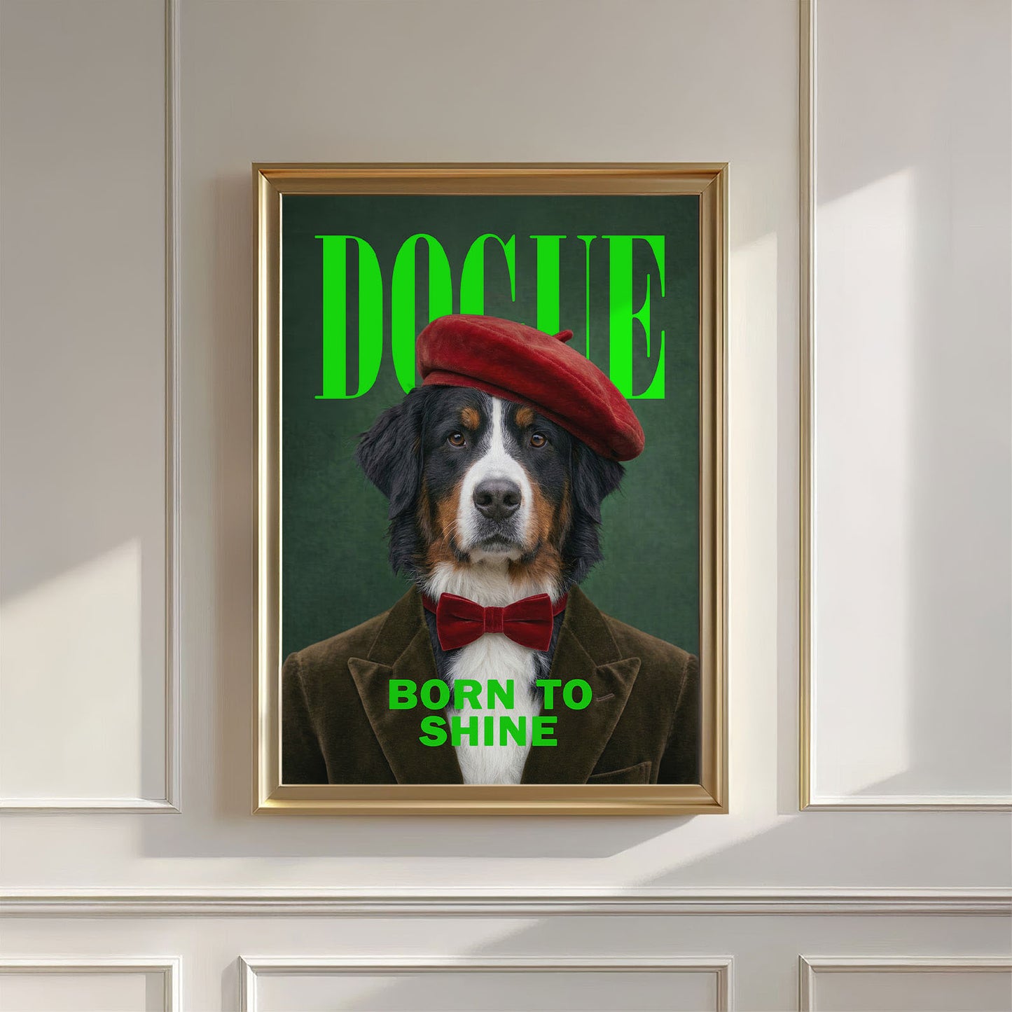 Fashion Bernese Mountain Dog, Vertical, Wall Art