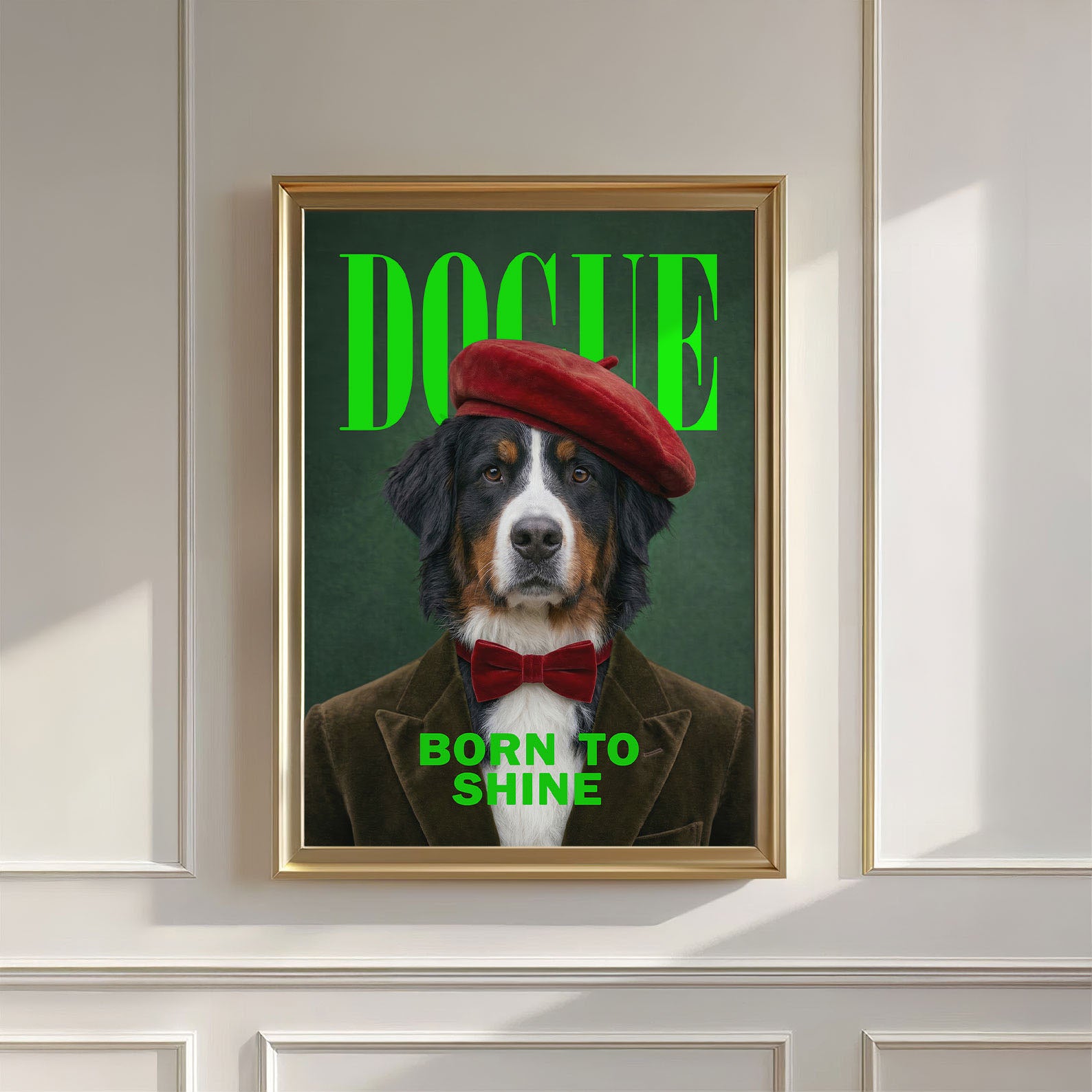 Fashion Bernese Mountain Dog, Vertical, Wall Art