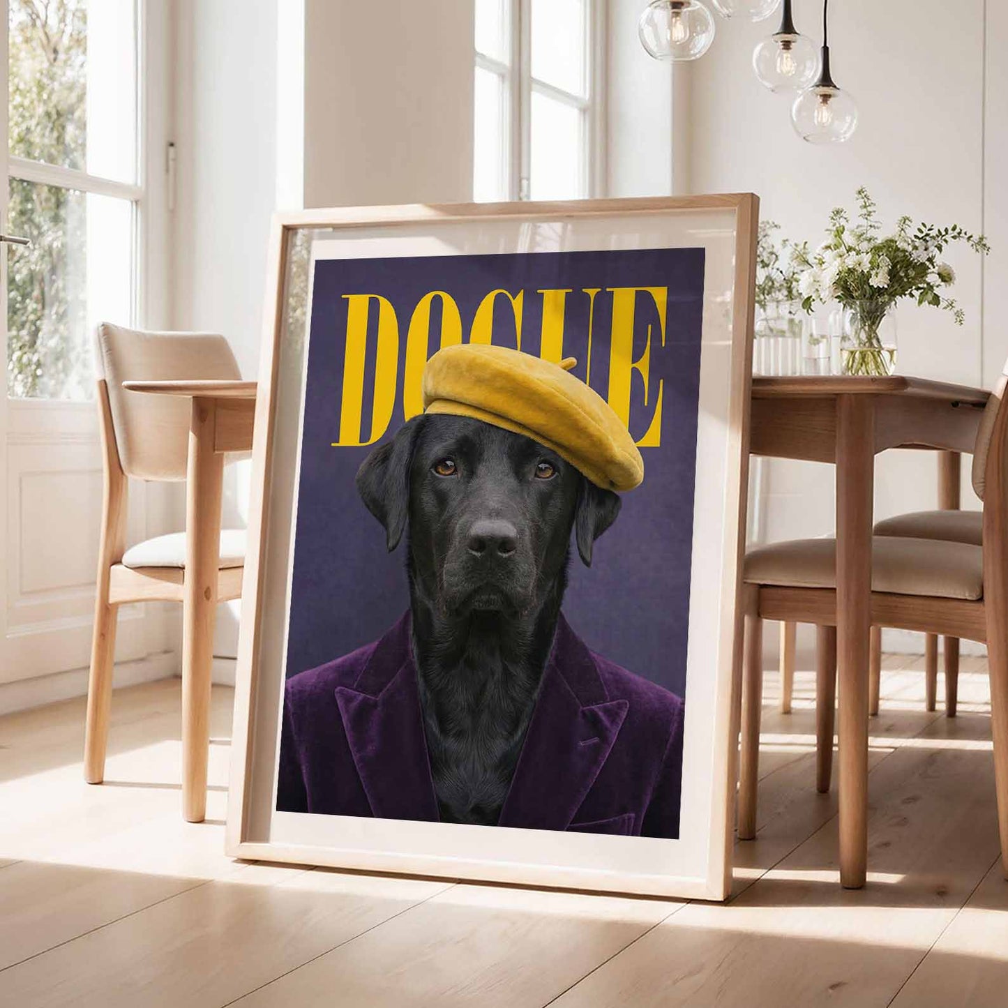 Fashion Black Labrador N, Vertical, Framed Art