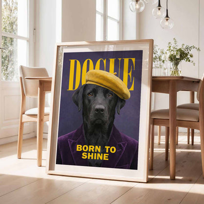 Fashion Black Labrador, Vertical, Framed Art