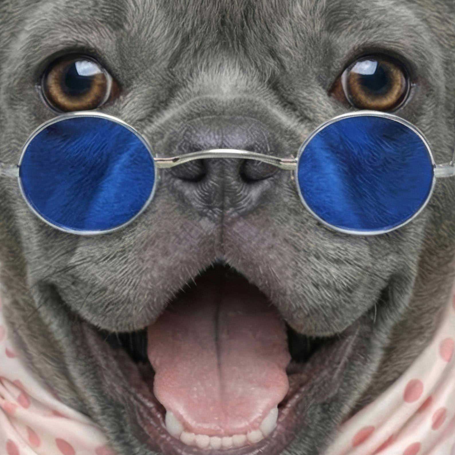 Extreme Close Up Detail Of Fashion Blue French Bulldog
