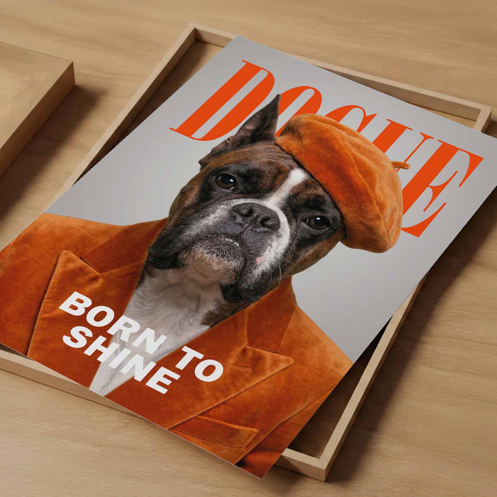 Fashion Boxer Dog, Vertical, Art Print