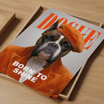 Fashion Boxer Dog, Vertical, Art Print