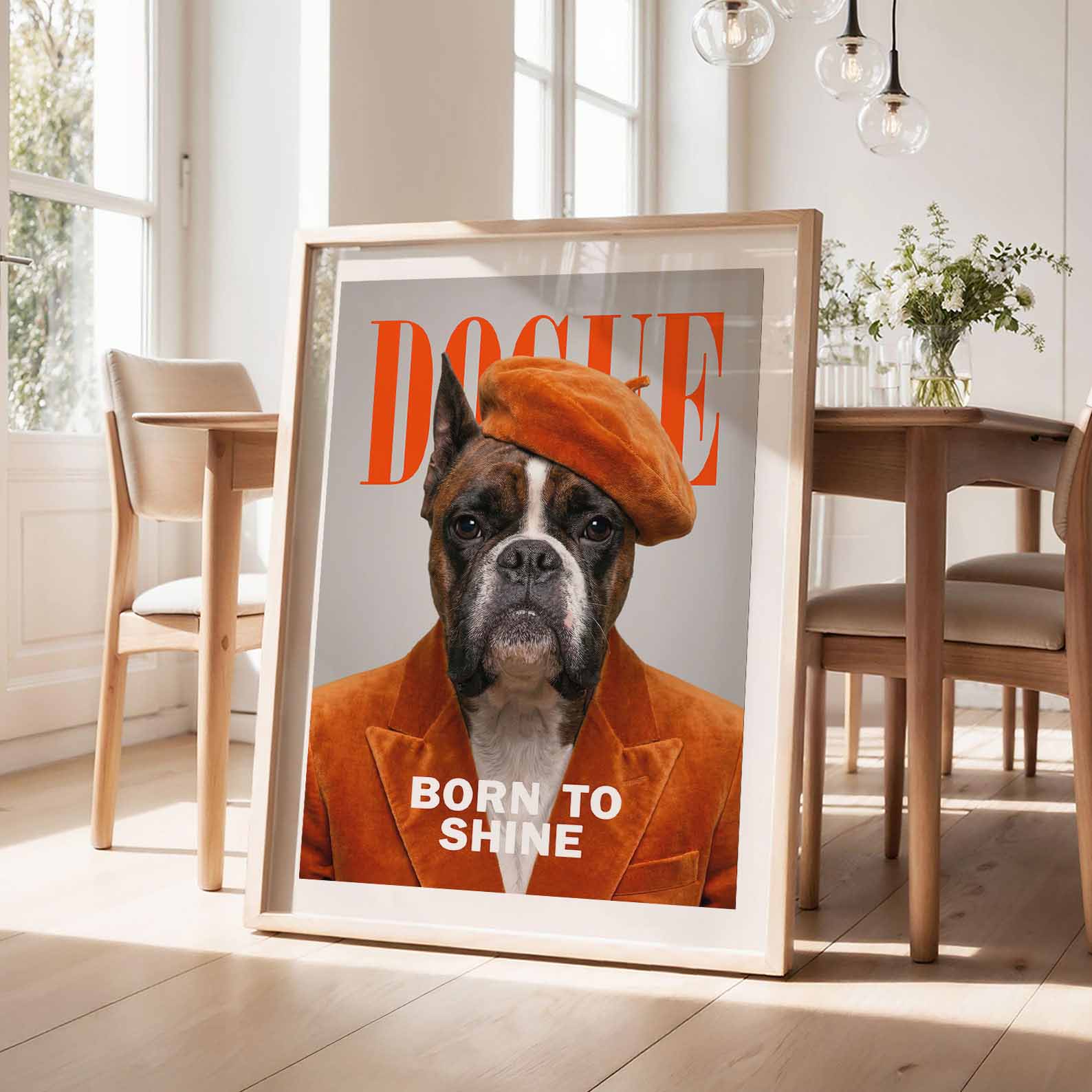 Fashion Boxer Dog, Vertical, Framed Art