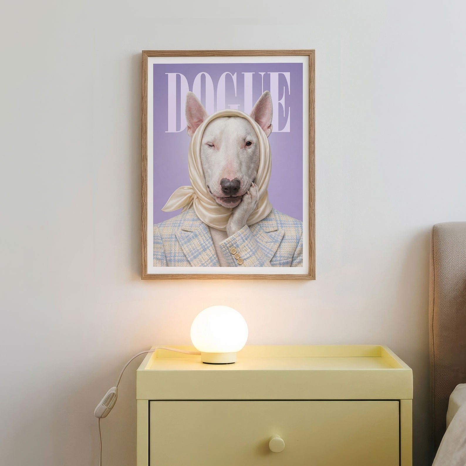 Fashion Bull Terrier N, Vertical, Framed Art