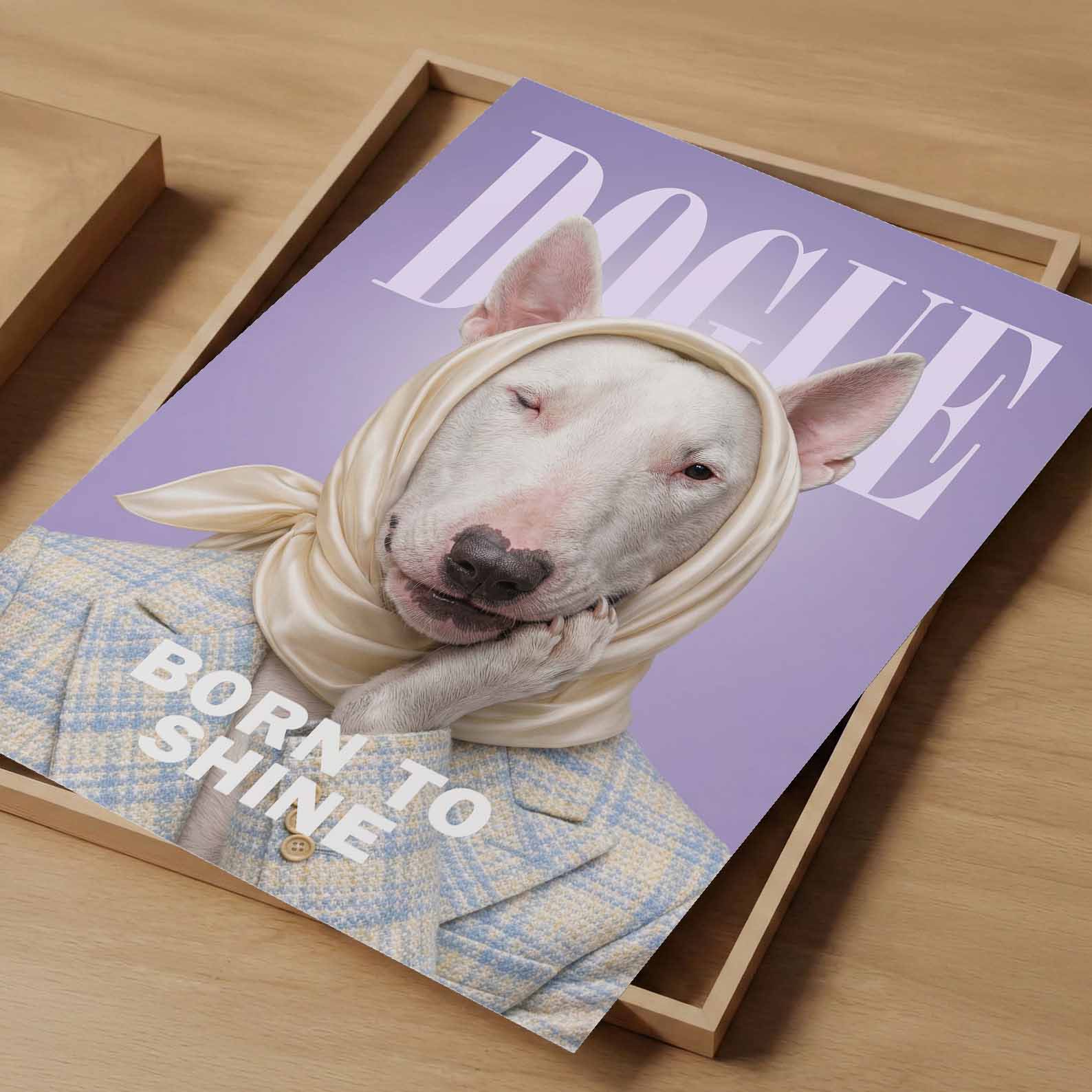 Fashion Bull Terrier, Vertical, Art Print