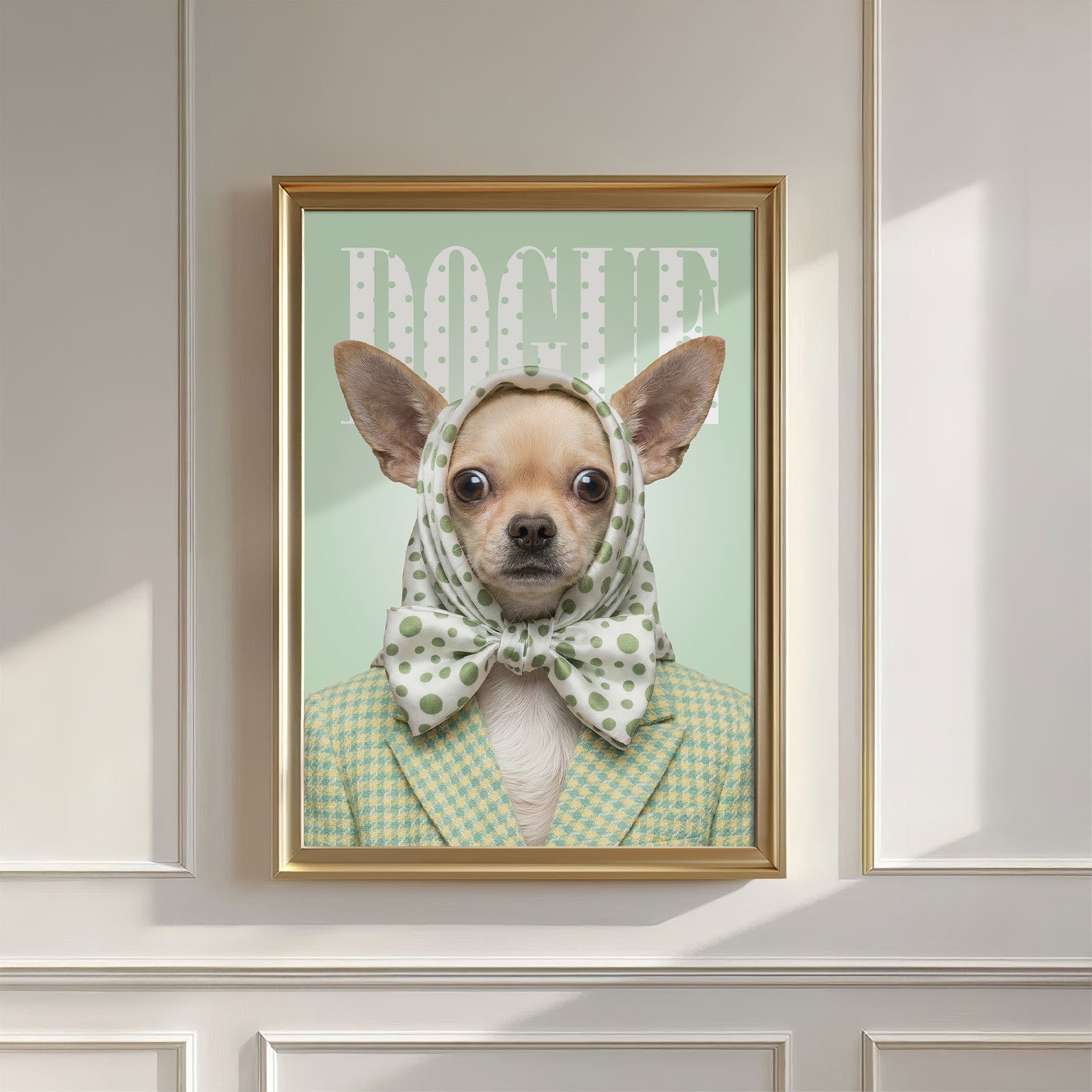 Fashion Chihuahua N, Vertical, Wall Art