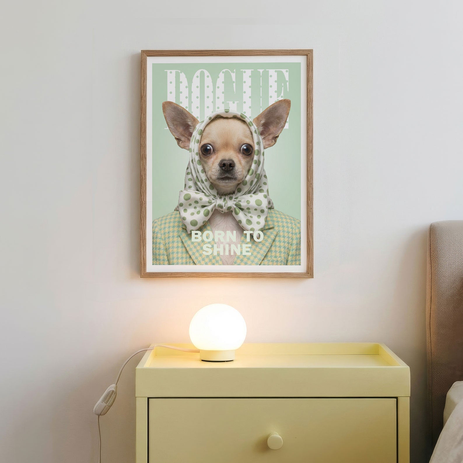 Fashion Chihuahua, Vertical, Framed Art