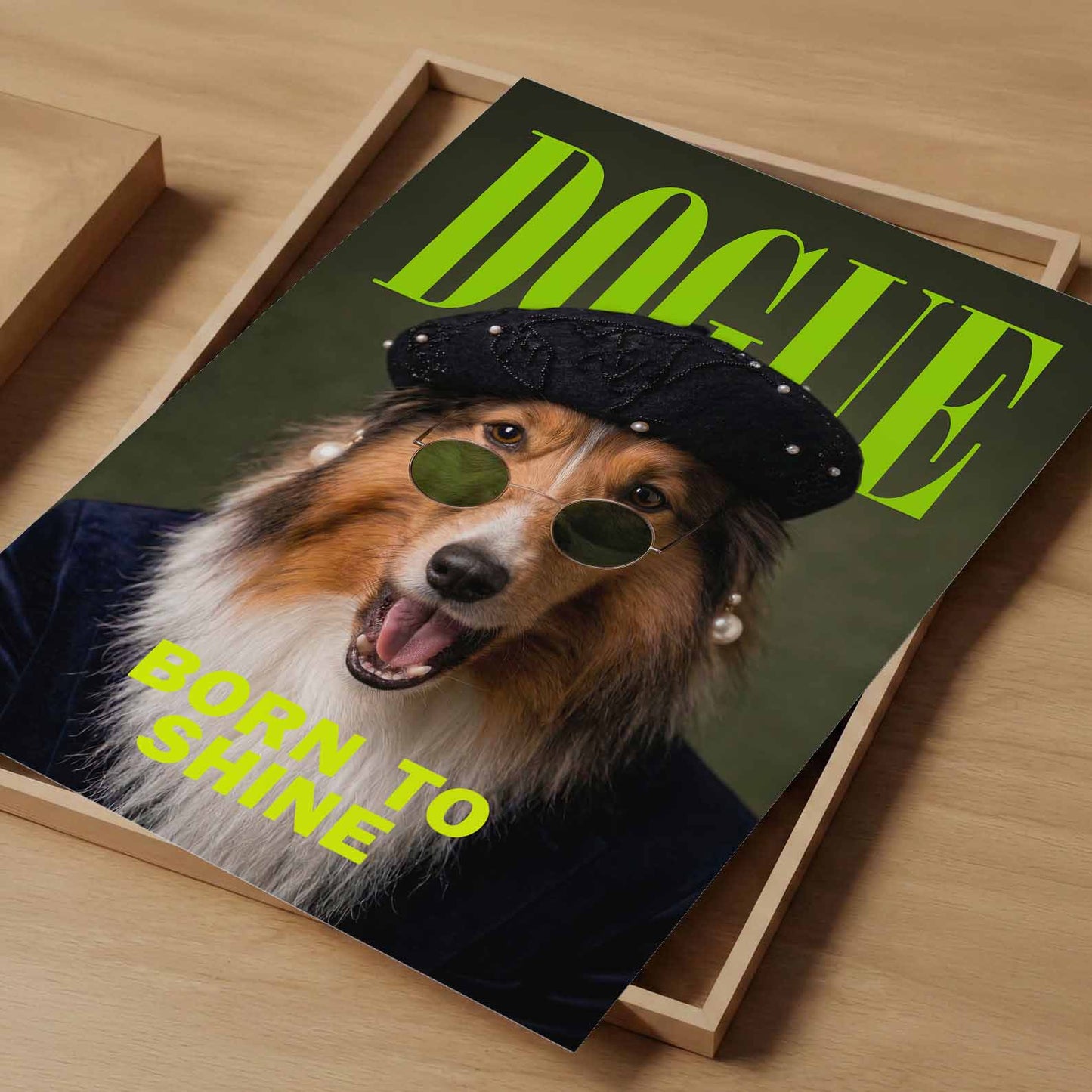 Fashion Collie, Vertical, Art Print