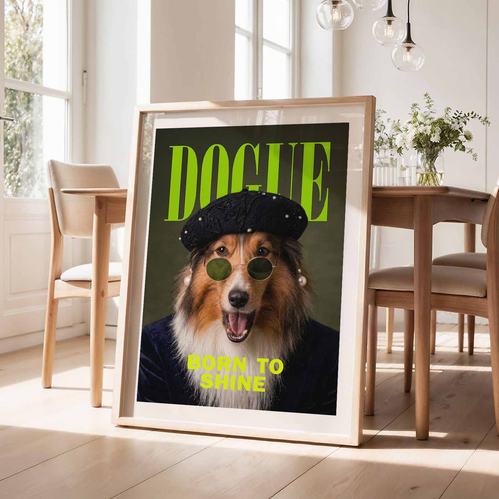 Fashion Collie, Vertical, Framed Art