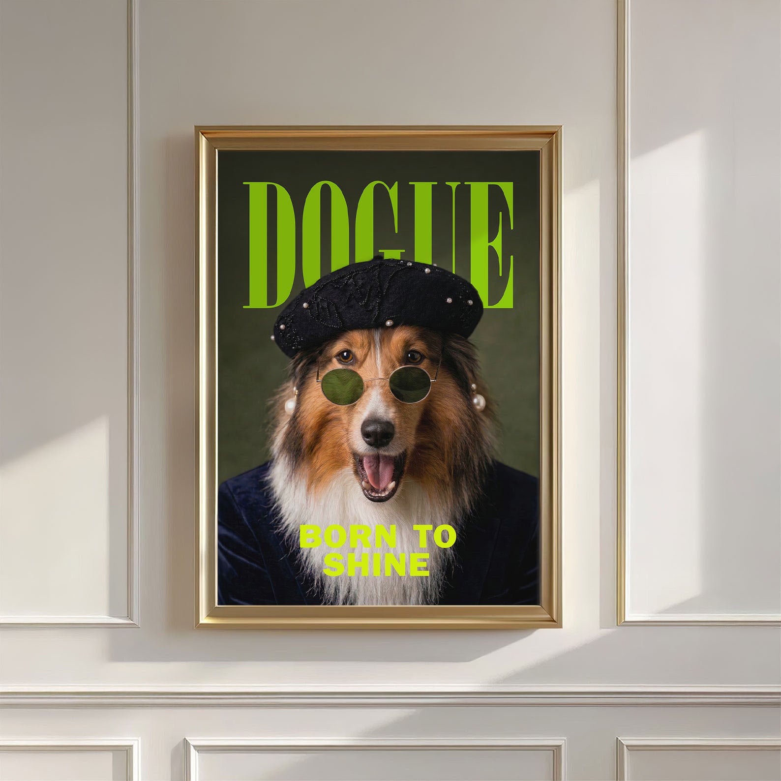 Fashion Collie, Vertical, Wall Art