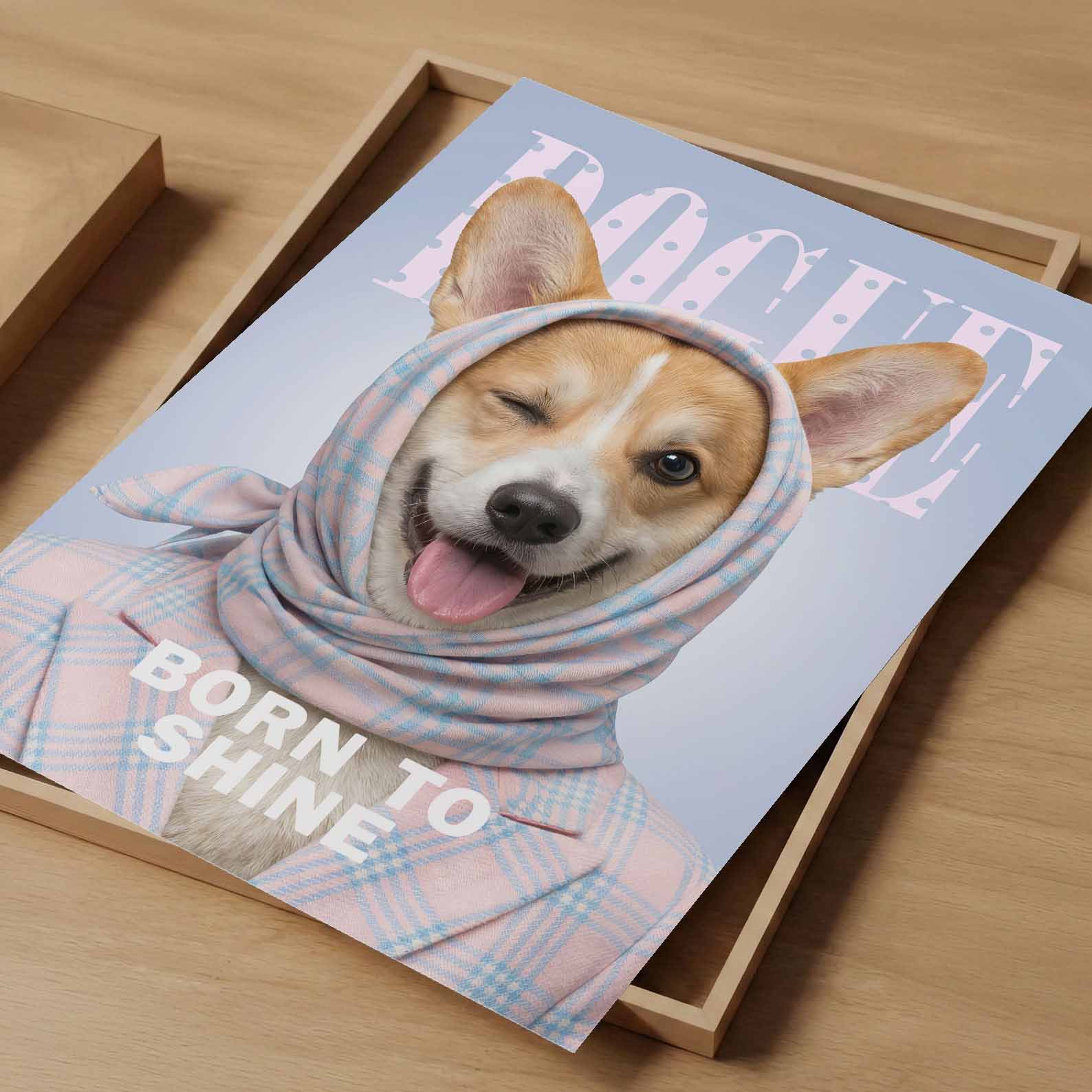 Fashion Corgi, Vertical, Art Print