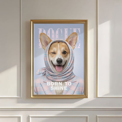 Fashion Corgi, Vertical, Wall Art