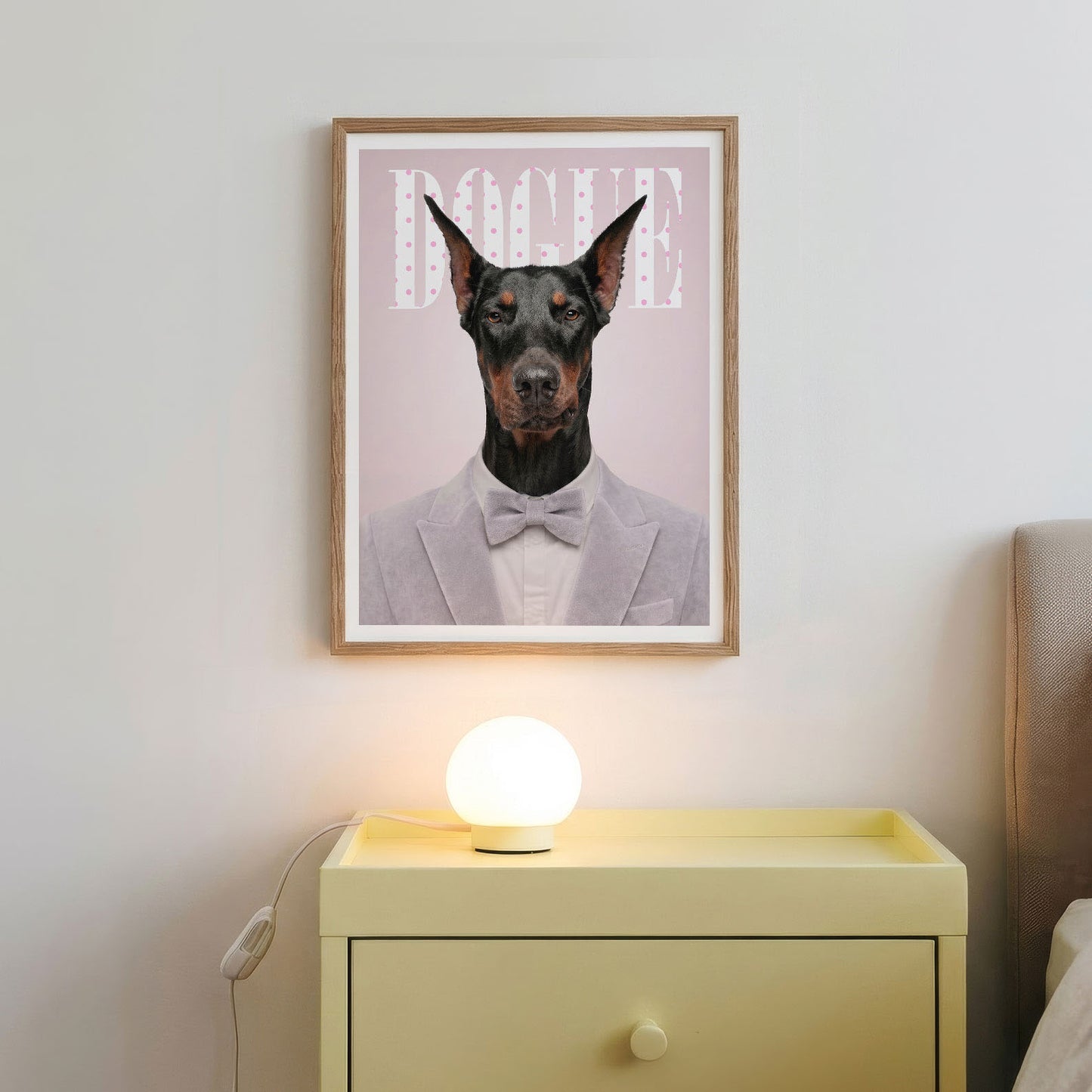 Fashion Doberman I N, Vertical, Framed Art
