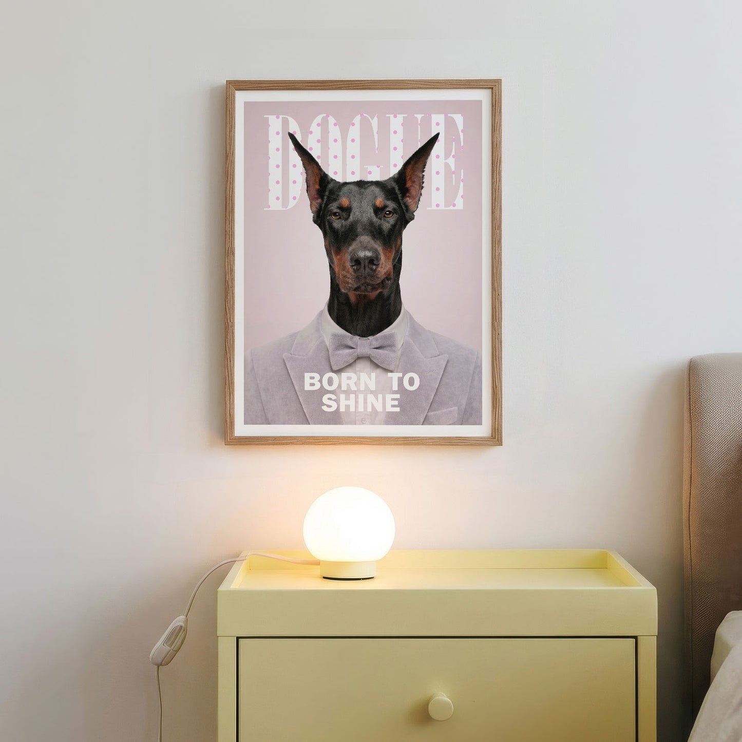 Fashion Doberman I, Vertical, Framed Art
