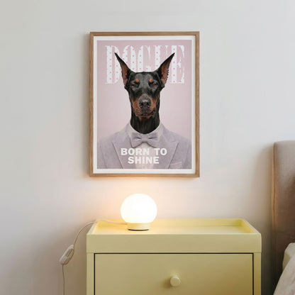 Fashion Doberman I, Vertical, Framed Art