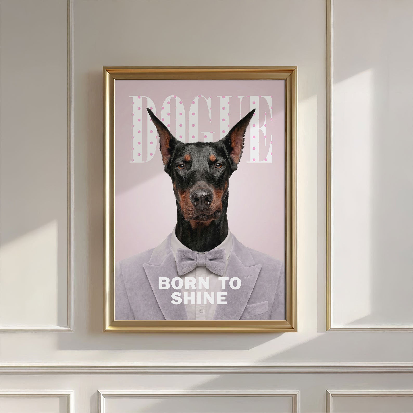 Fashion Doberman I, Vertical, Wall Art