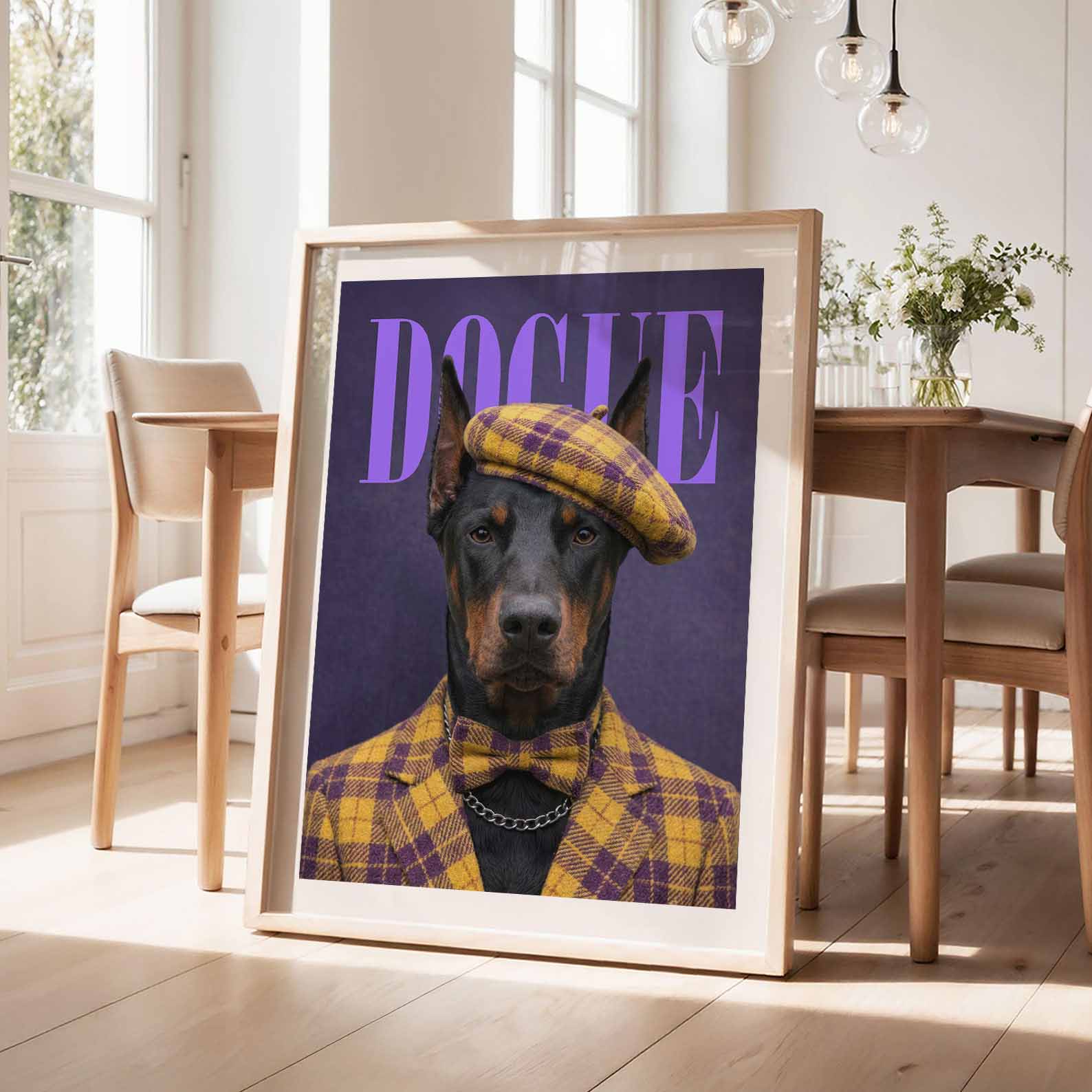 Fashion Doberman N, Vertical, Framed Art