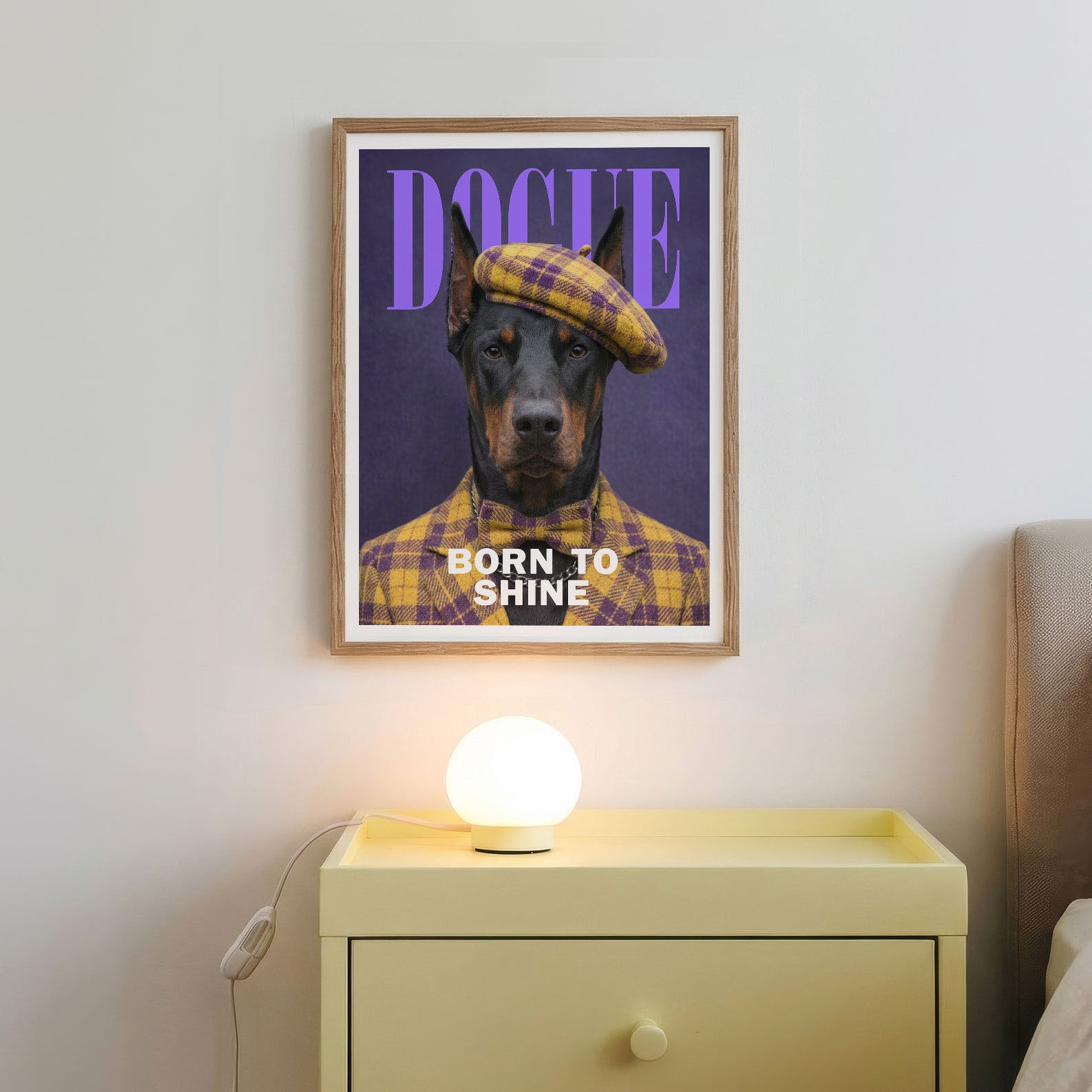 Fashion Doberman, Vertical, Framed Art