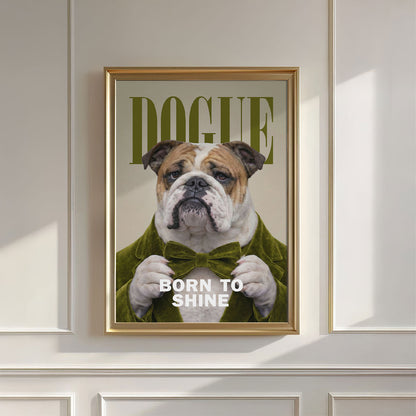 Fashion English Bulldog, Vertical, Wall Art