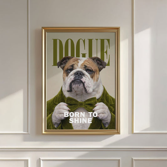 Fashion English Bulldog, Vertical, Wall Art