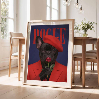 Fashion French Bulldog I N, Vertical, Framed Art