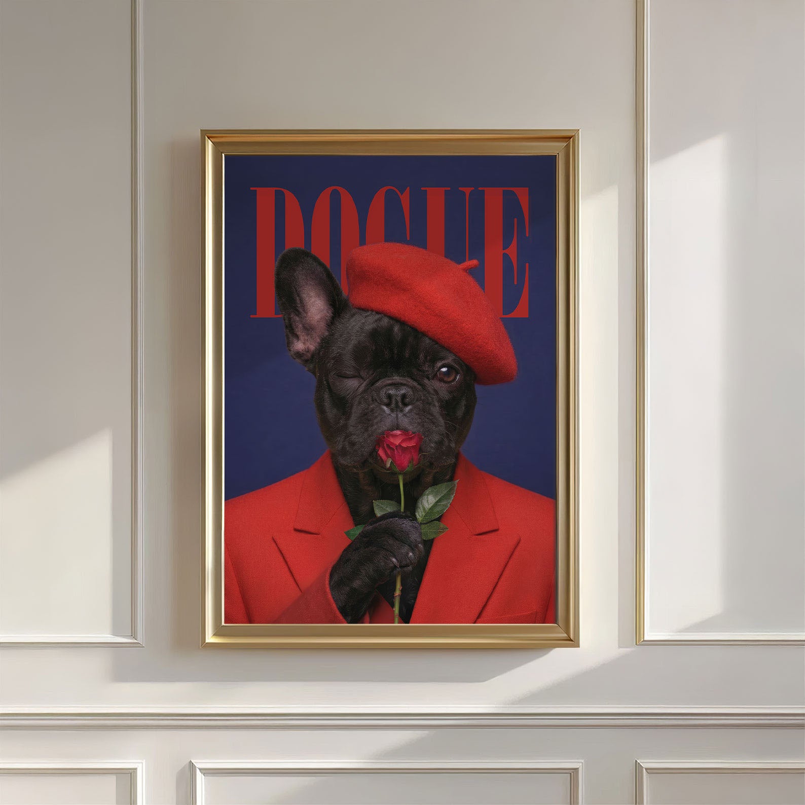 Fashion French Bulldog I N, Vertical, Wall Art