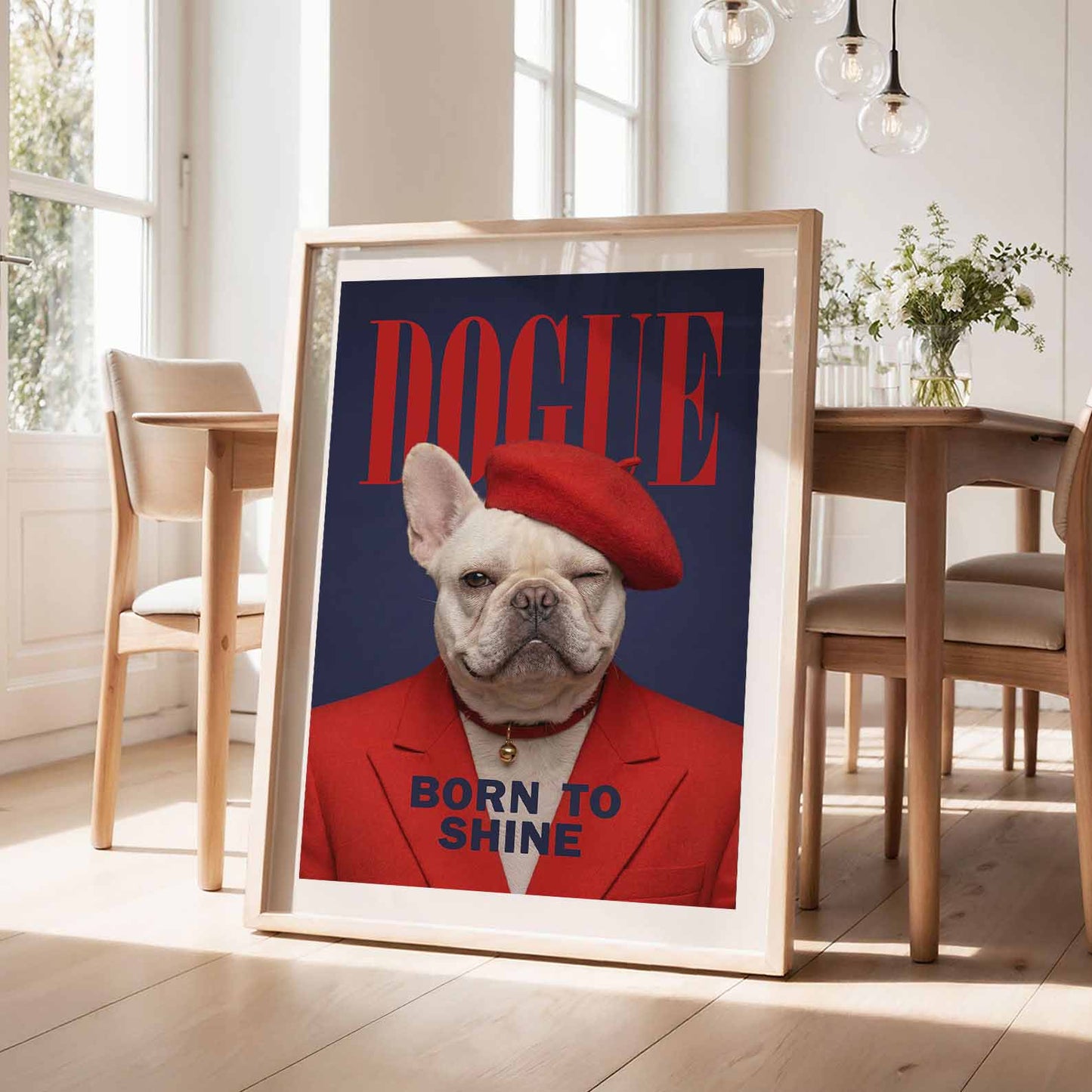 Fashion French Bulldog III, Vertical, Framed Art