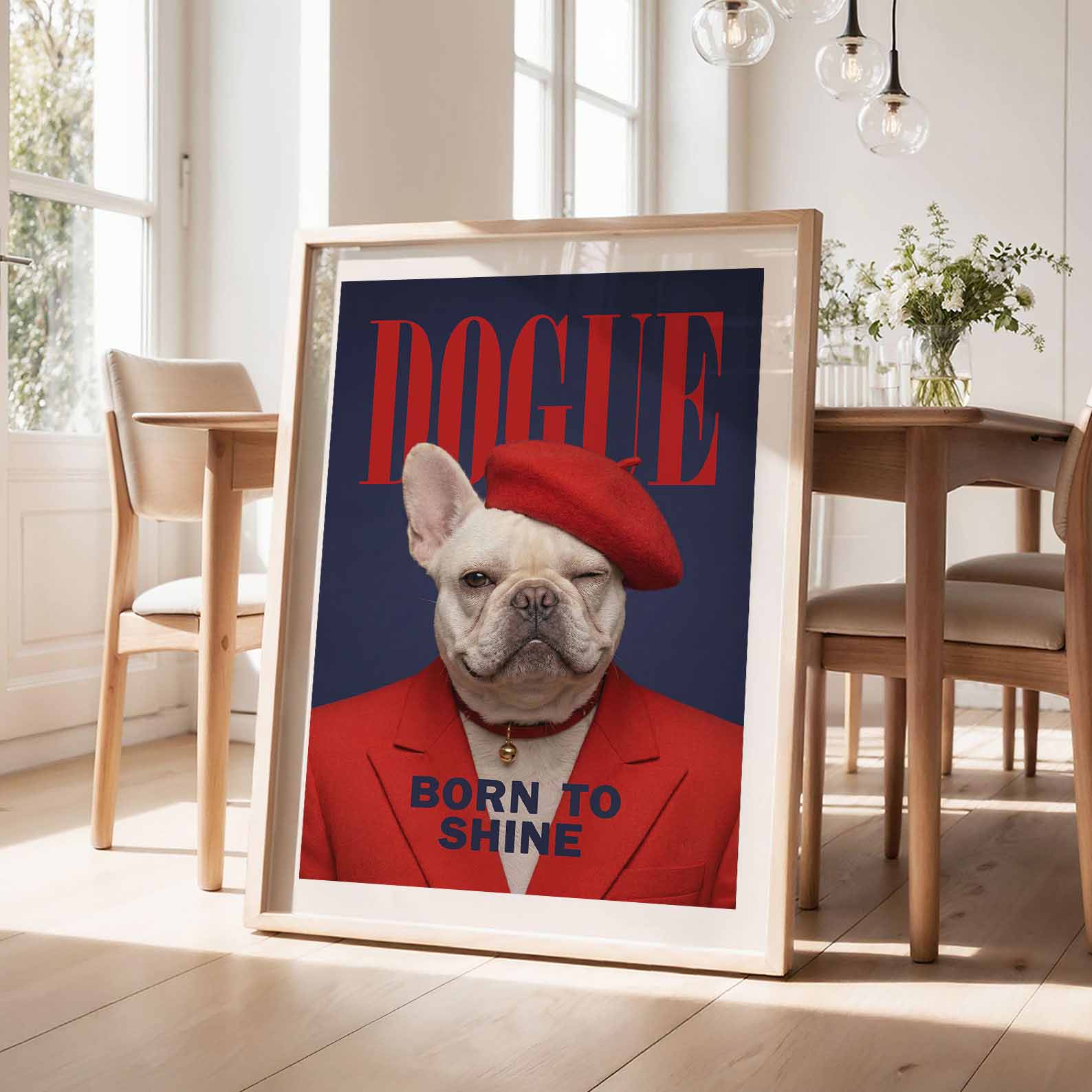 Fashion French Bulldog III, Vertical, Framed Art