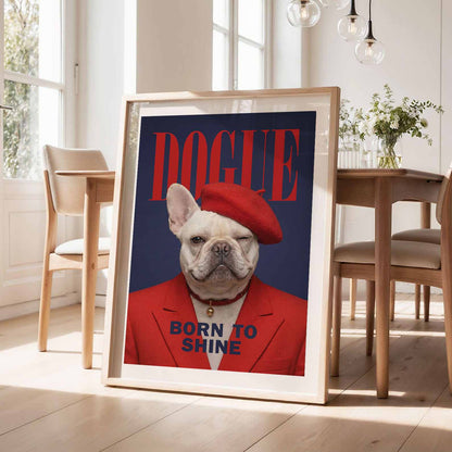 Fashion French Bulldog III, Vertical, Framed Art