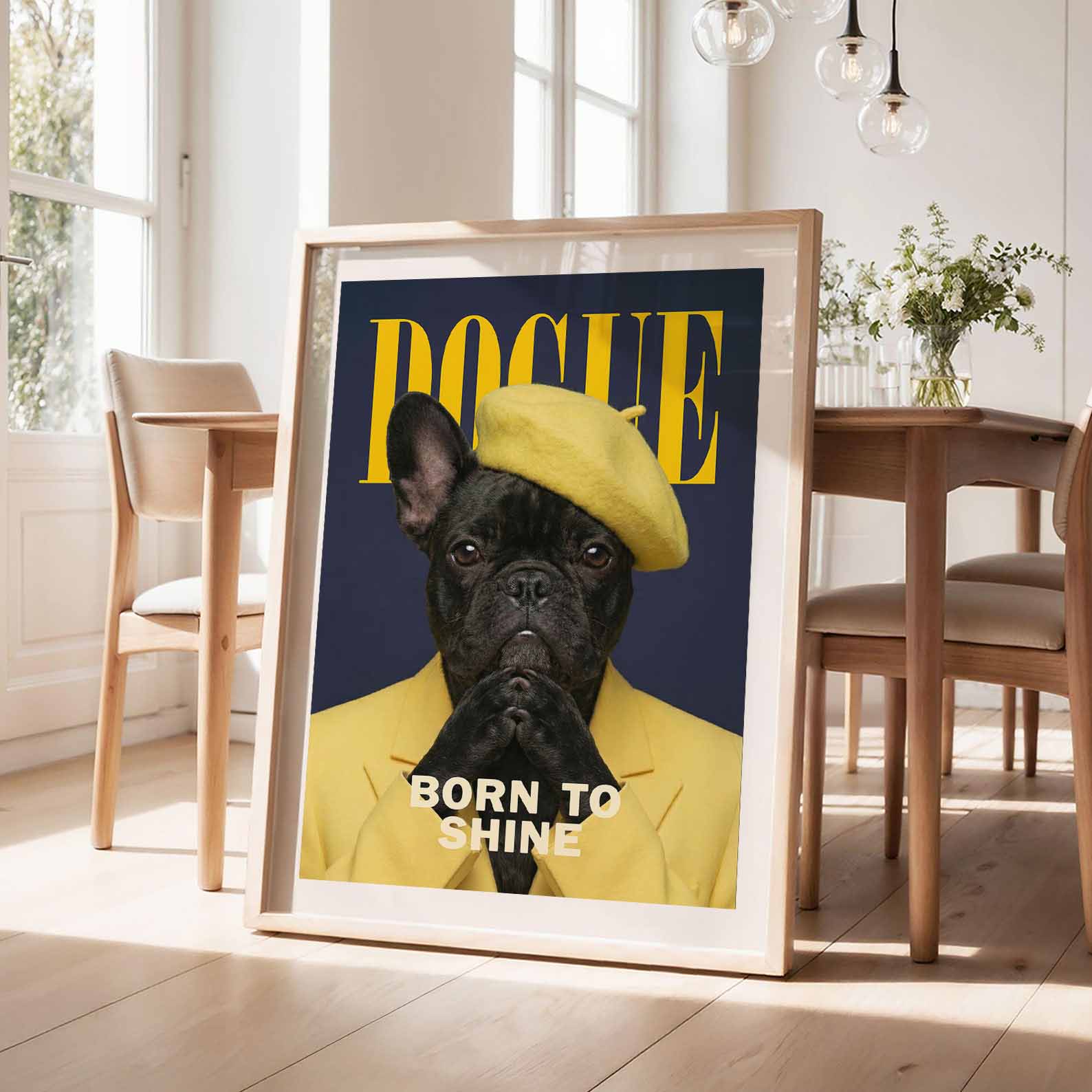 Fashion French Bulldog II, Vertical, Framed Art