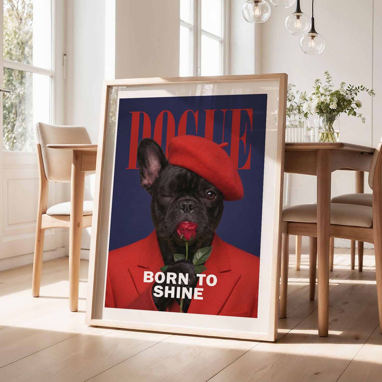 Fashion French Bulldog I, Vertical, Framed Art