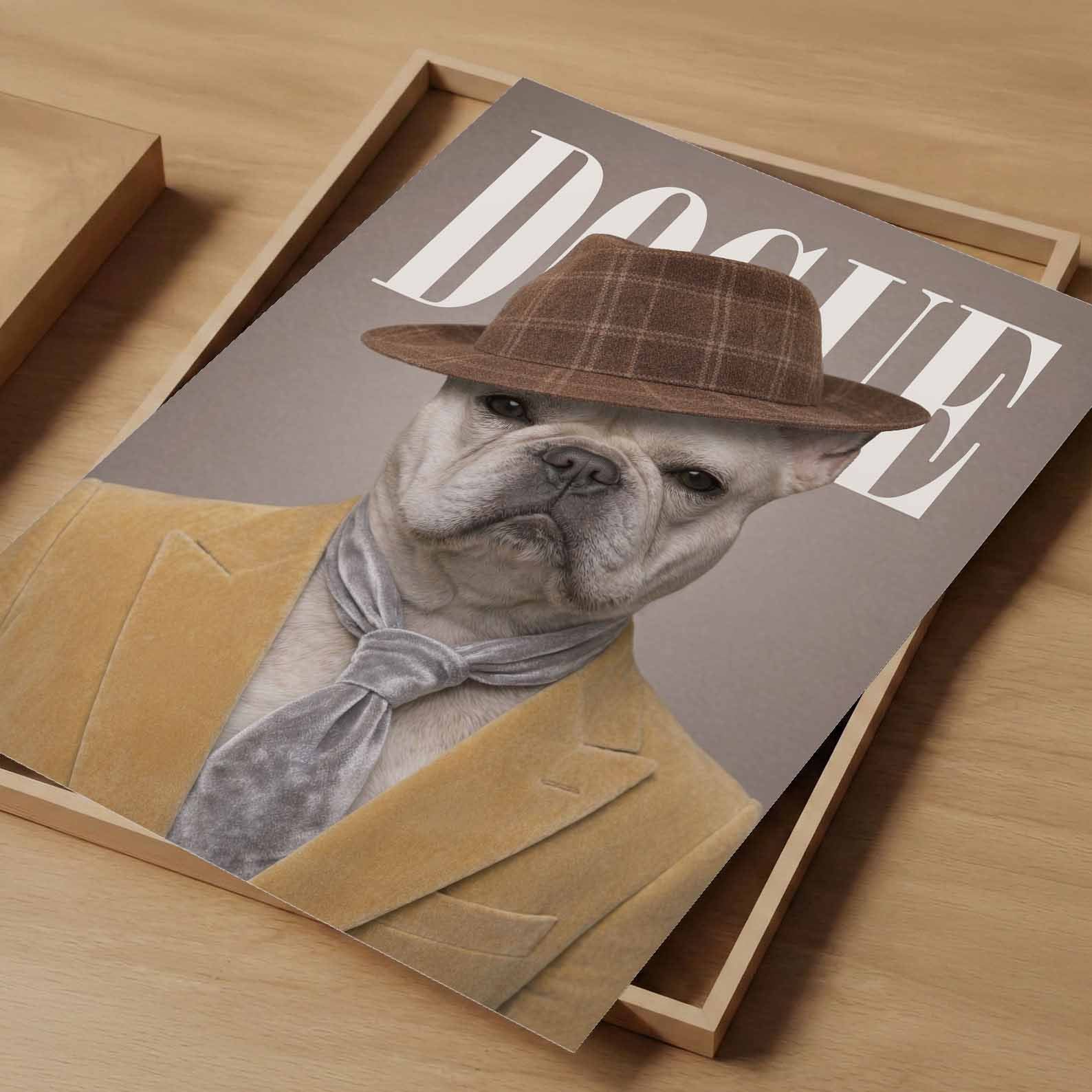 Fashion French Bulldog V N, Vertical, Art Print
