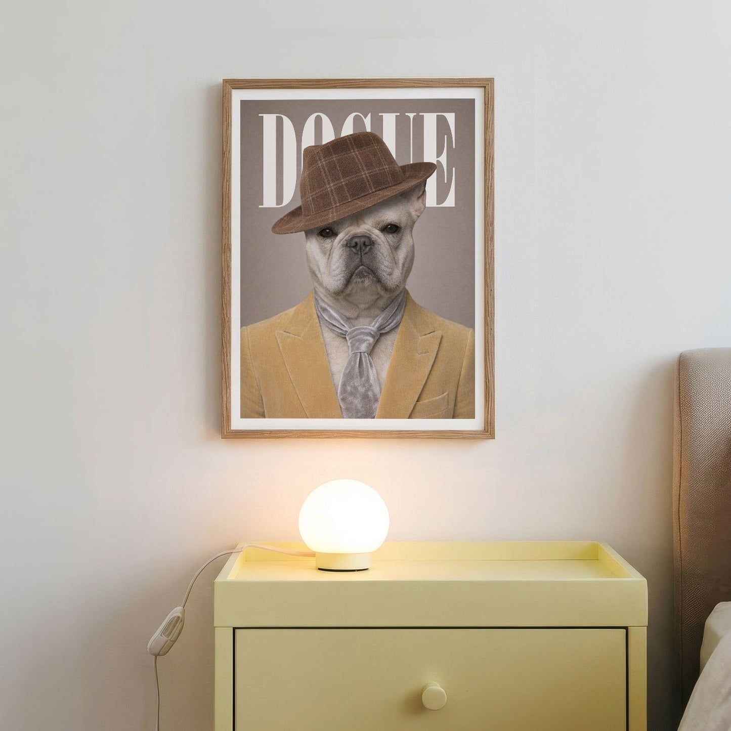 Fashion French Bulldog V N, Vertical, Framed Art