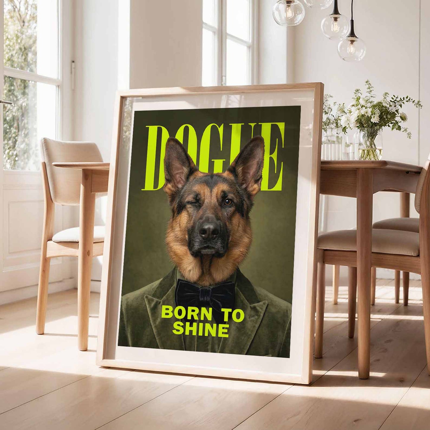 Fashion German Shepherd, Vertical, Framed Art